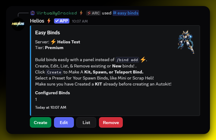 Easy Binds command interface preview