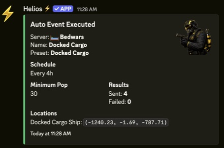 Successful Docked Cargo auto event execution result