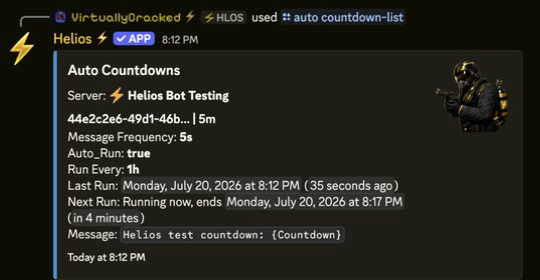 Automatic countdown list