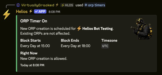 ORP creation timer enabled