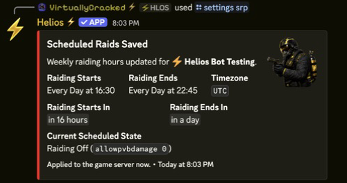 Scheduled Raid Protection saved in Discord