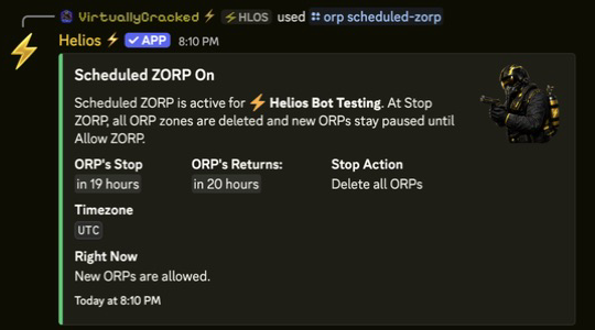 Scheduled ZORP enabled