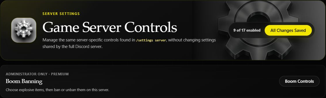 Boom Banning under Server Settings