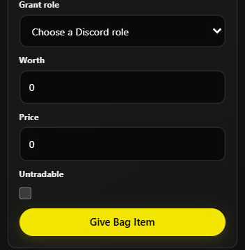 Bag reward options showing Worth, Price and Untradable