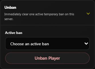 Early-unban picker with no active ban selected
