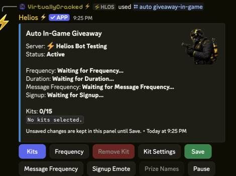 Auto In-Game Giveaway panel in Discord