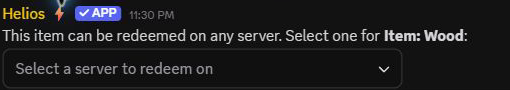 Wood reward asking which server to redeem on