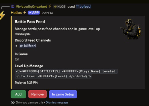 Battle Pass Feed panel in Discord