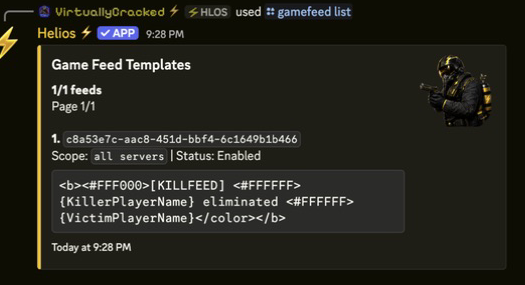 In-game killfeed template list in Discord