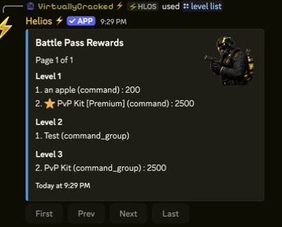 Battle Pass reward list in Discord