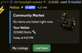 Community Market panel in Discord