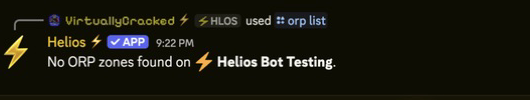 ORP zone list command result in Discord