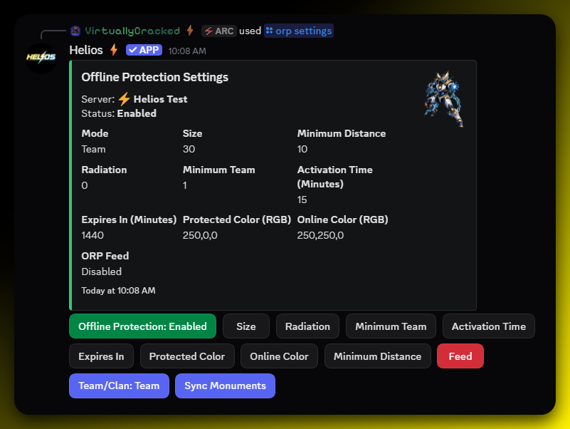 Offline protection settings panel preview